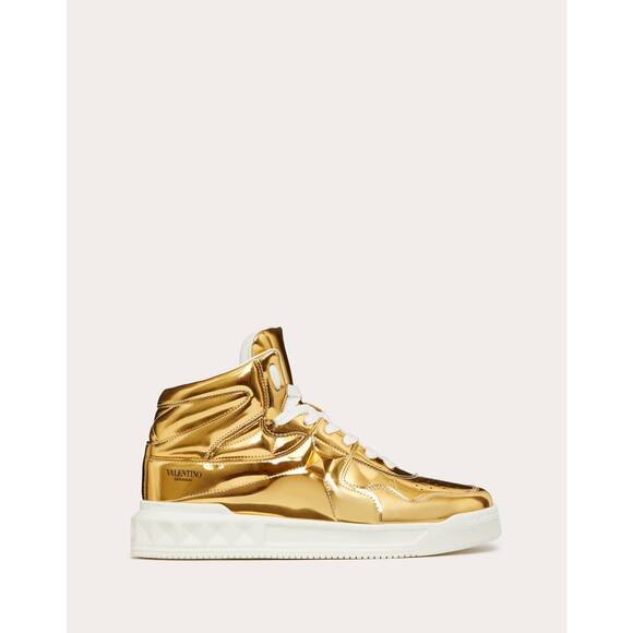VALENTINO Other - NEW VALENTINO men's stud mirror effect synthetic fiber mid-top sneakers in gold